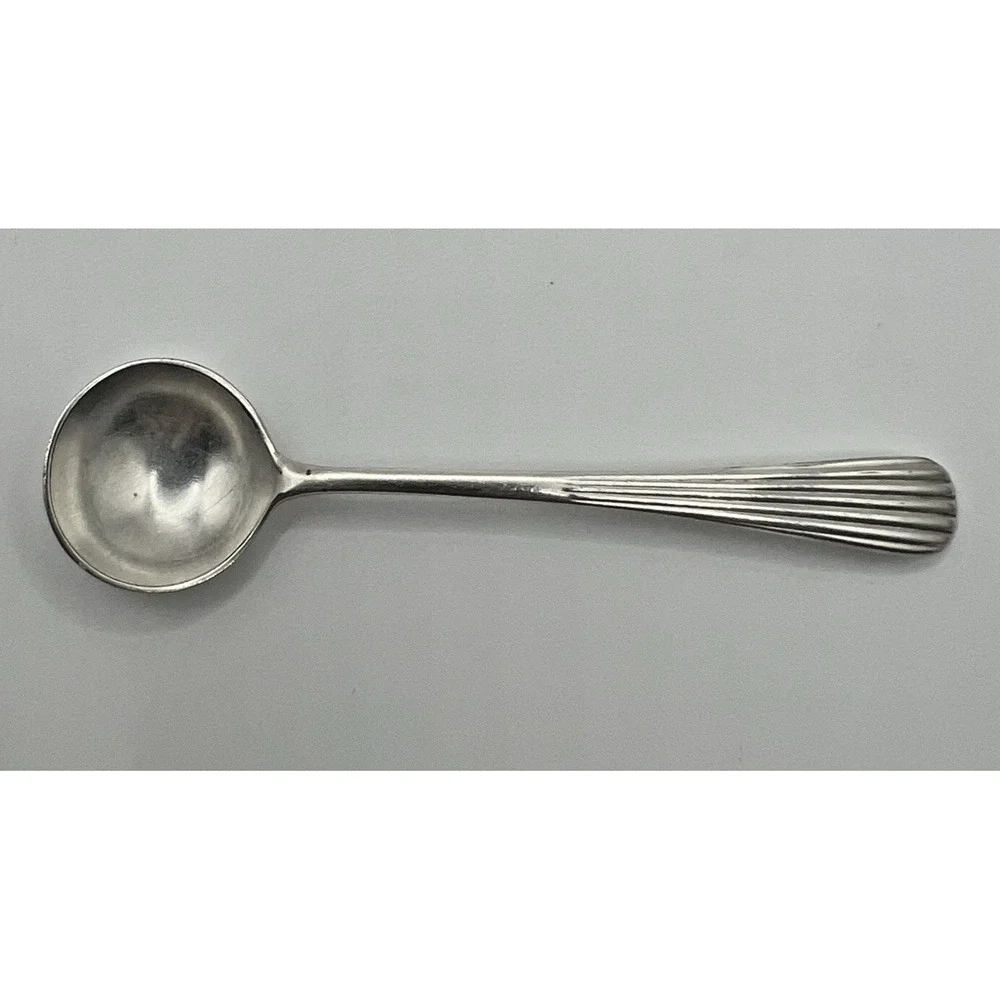 Vintage Dixon England Silverplate Mustard Salt Condiment Caviar Spoon Reeded